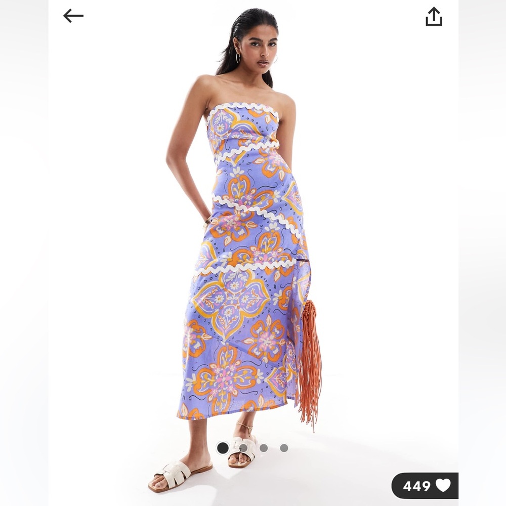 NWT Asos Purple and Orange Strapless Dress
